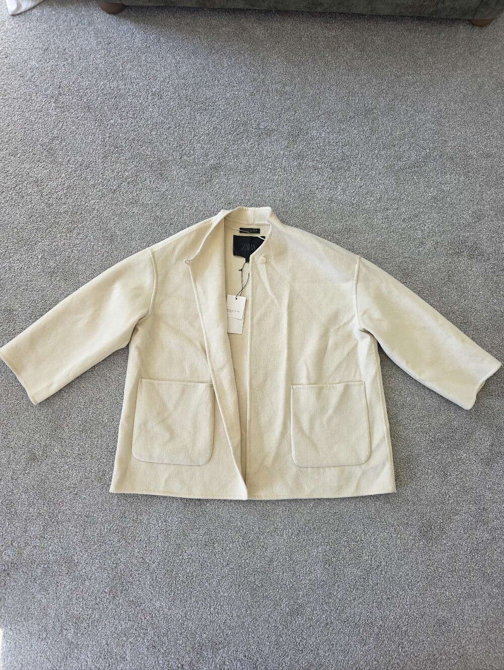 NWT Zara Women's Wool Cream Open-Front Jacket